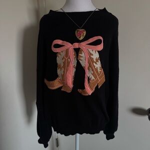 Cowgirl Boots Knitted Sweater Size L Western